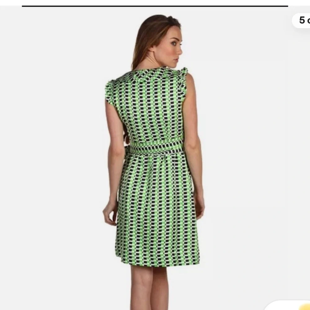 Kate Spade Aubrey‎ silk Green and Black Wrap Dress